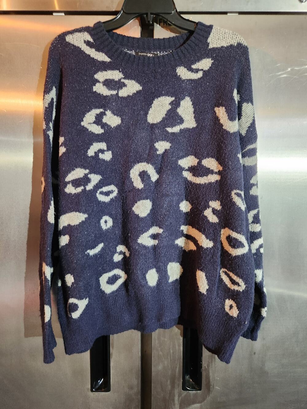 Papermoon Navy Leopard Print Sweater Size L